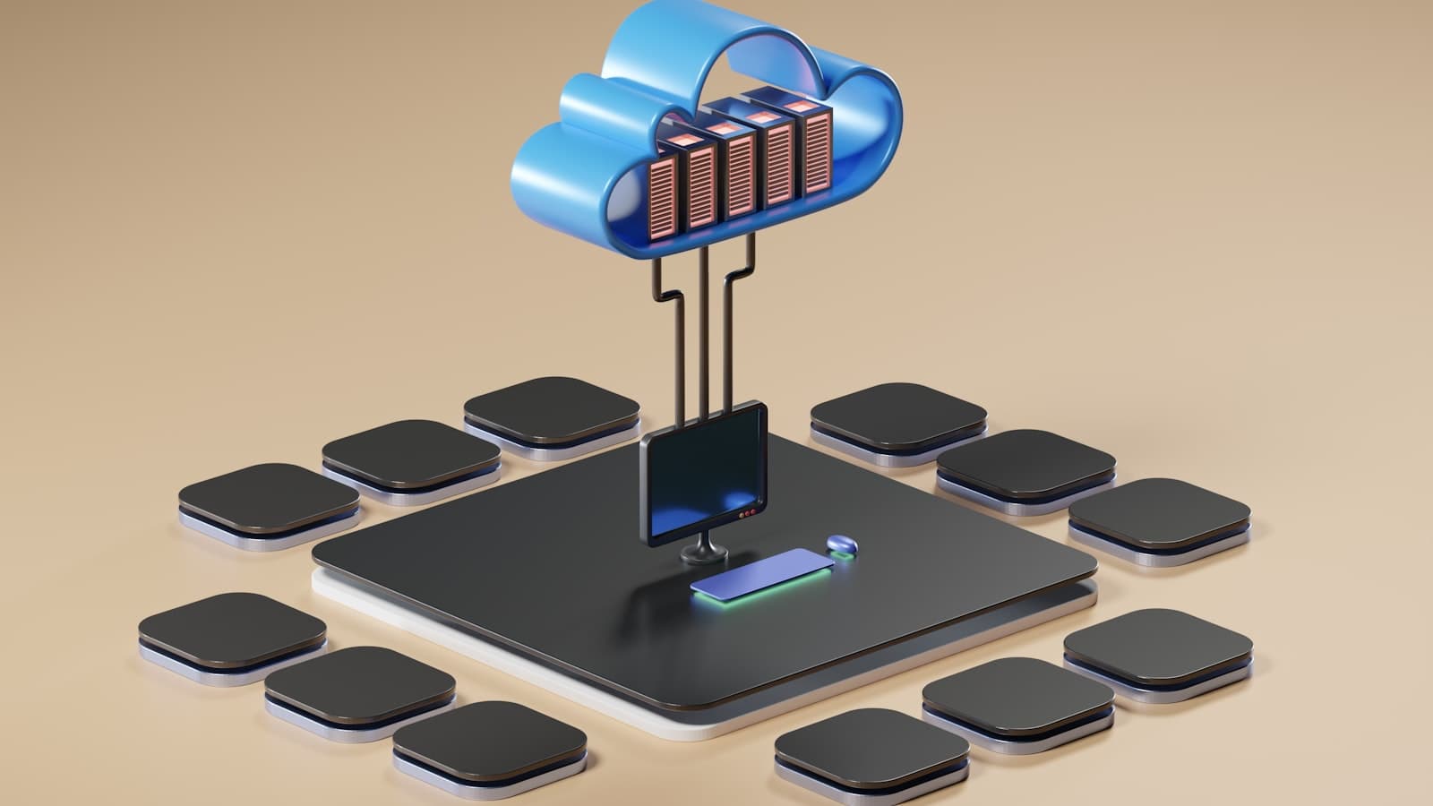 Cloud computing concept with abstract digital connections