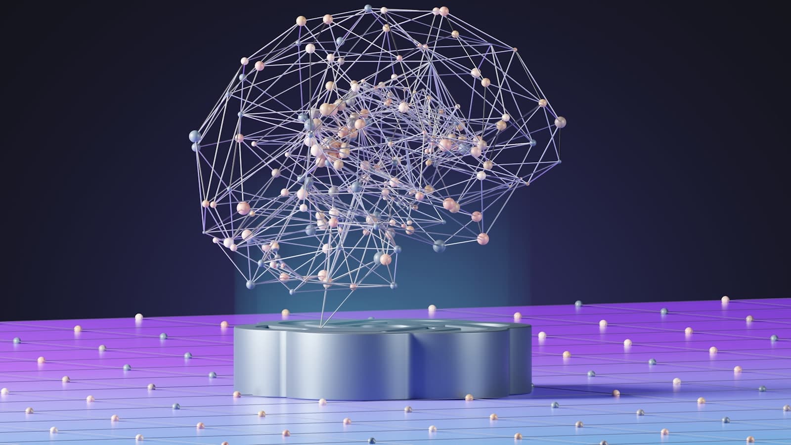 Abstract sphere of dots and lines representing an AI model