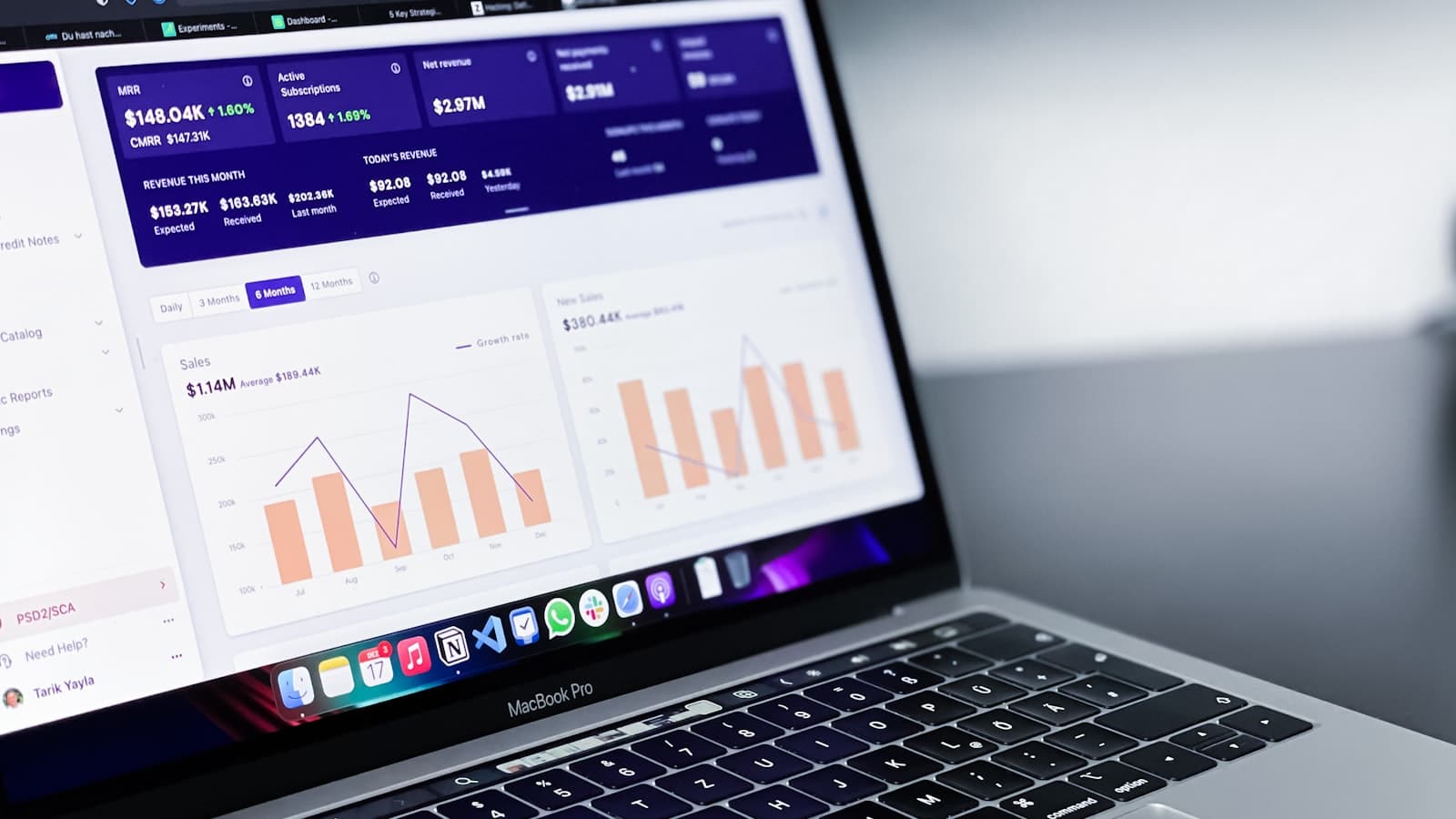 Modern analytics dashboard displayed on a screen